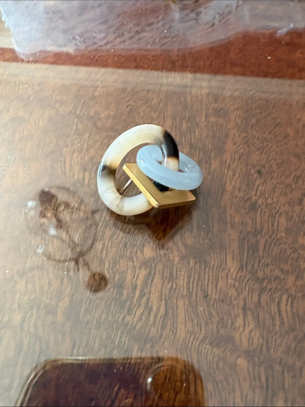 Madewell Gold Square with Tortoiseshell and Pale Blue Link Earrings